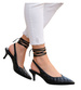 Pikowane czarne buty wiązane na szpilce /G7-2 12204 T197/