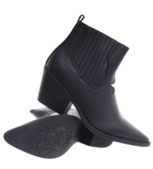 Czarne botki kowbojki lekko ocieplane /G3-3 18305 T199/