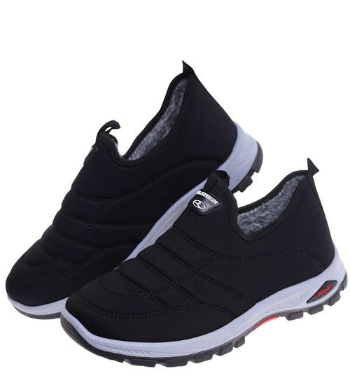 Wsuwane sneakersy męskie z ociepleniem Czarne /F5-1+h2 18249 T386/