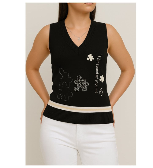 Czarna koszulka bezrękawnik /H2 K17 ub968 S)0/