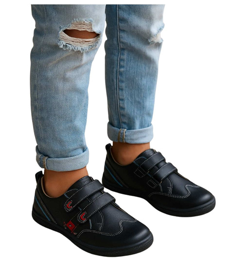 Chłopięce półbuty na rzepy Czarne /G7-2 18127 T282/