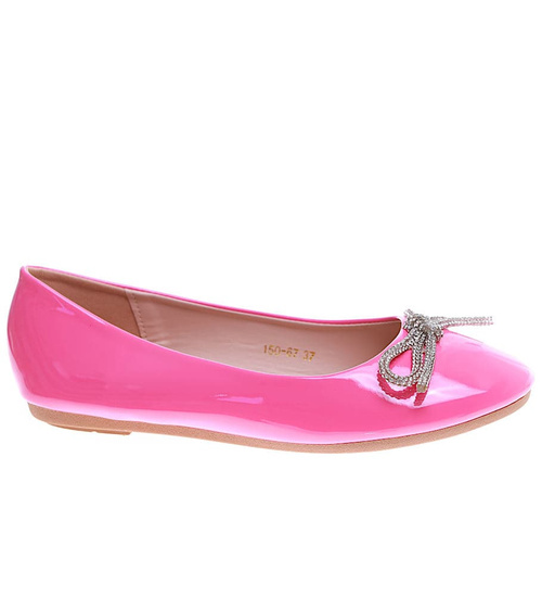 Fuksjowe lśniące baleriny z kokardą /B2-3 16240 G079/