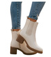 Beżowe botki damskie na grubym obcasie /J6-3 h2 18396 W3/