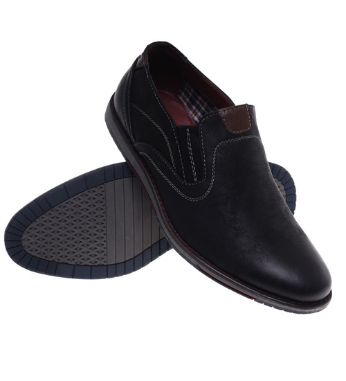 Wsuwane męskie czarne półbuty ost489