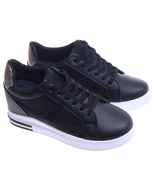 Czarne trampki sneakersy na koturnie /D6-2 13963 G312/