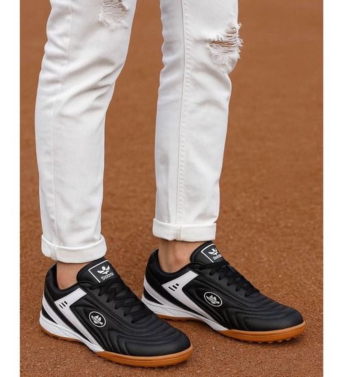 Czarno białe sznurowane trampki halówki męskie /A2-3 18137 T482/