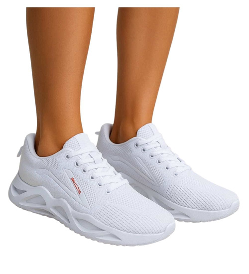 Białe sznurowane sneakersy buty sportowe /F3-2 17711 W182/