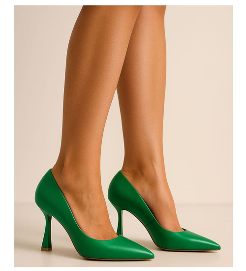 Zielone czółenka damskie szpilki /G3-3 16078 T039/