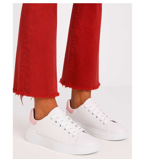 Dziewczęce białe sznurowane trampki /C7-2 16806 T186/