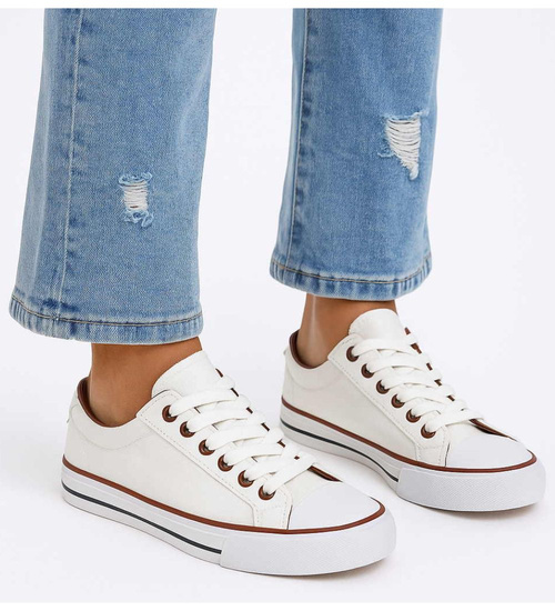 Klasyczne damskie trampki Białe /E2-3 14443 S143/