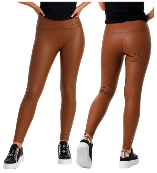 Elastyczne brązowe legginsy damskie /H UB920 T189/