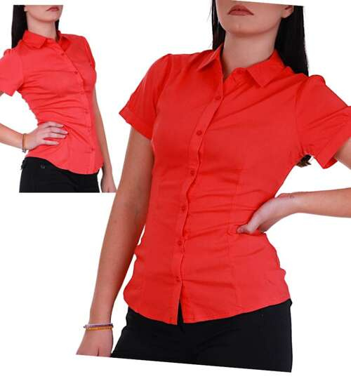 Bawełniana czerwona koszula z kołnierzykiem /H2-K39 UB785 G3-69/