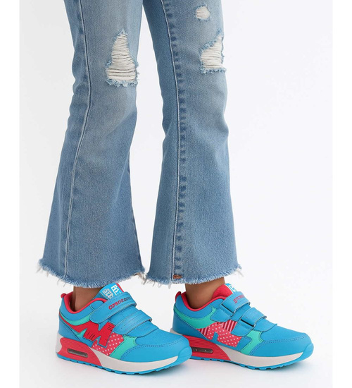 Dziewczęce niebieskie buty sportowe na rzepy /A9-2 18128 T292/