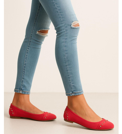 Materiałowe różowe balerinki jak tenisówki /D7-1 14389 T046/