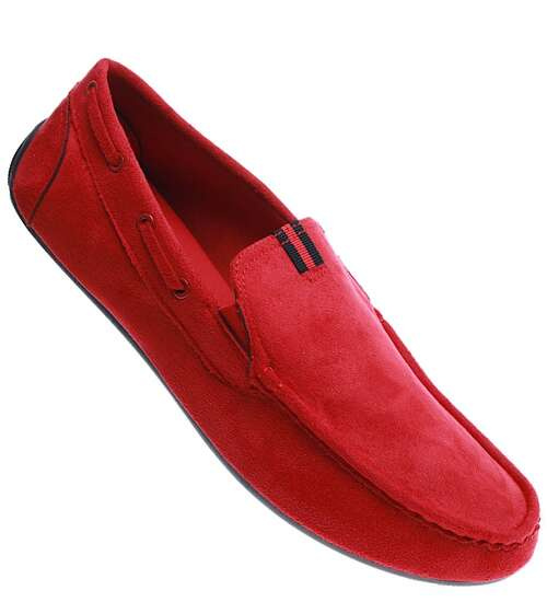 Czerwone męskie mokasyny półbuty z zamszu /D6-1 15633 T250/
