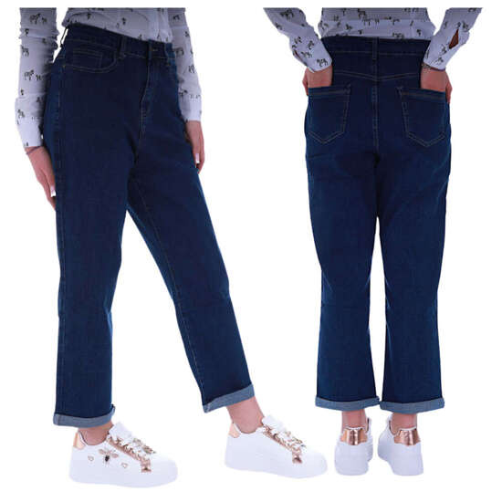 Granatowe jeansowe spodnie Boyfriend /H2 UB855 G340/