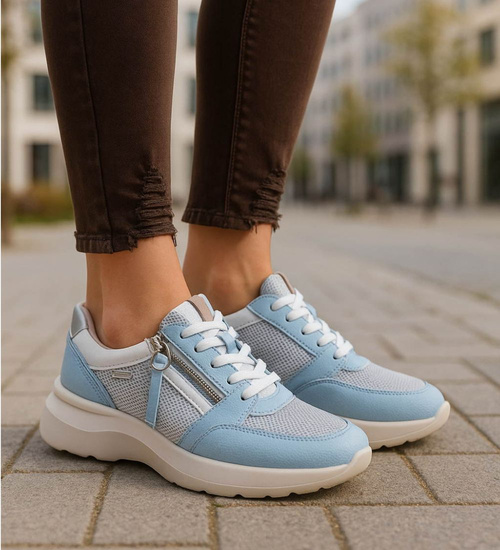 Wiązane sportowe buty damskie niebieskie /i6-2 18473 W12-3/