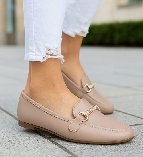 Wsuwane beżowe baleriny lordsy /H2 18480 W7-38/