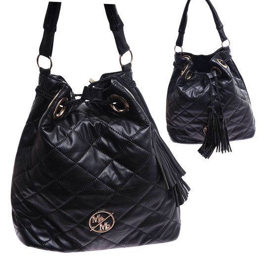Duża czarna torebka damska z frędzlami /H TB654 S483/