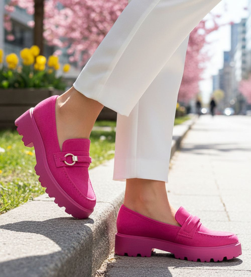 Fuksjowe półbuty mokasyny na platformie /D6-2 12698 T797/