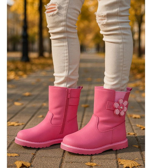 Ocieplane różowe kozaki dziewczęce /B3-2 17142 T198/