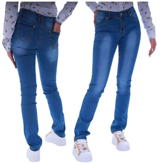 Granatowe spodnie damskie z jeansu /H2 UB853 G146/