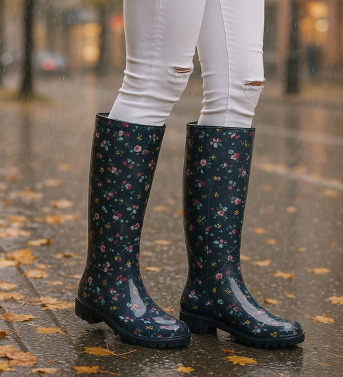 Kalosze damskie z wysoką cholewką /D1-1 18267 T345/