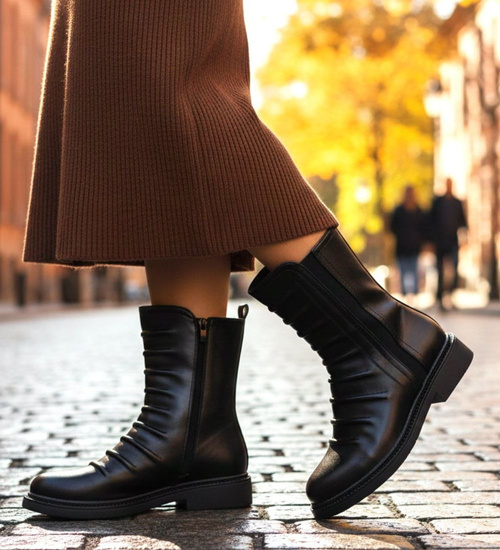 Czarne wysokie botki damskie /L3-1 H2 18573 G284/