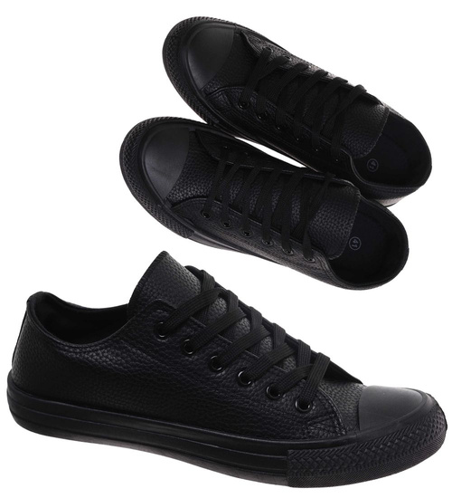 Czarne niskie trampki męskie /B4-2 17984 T232/