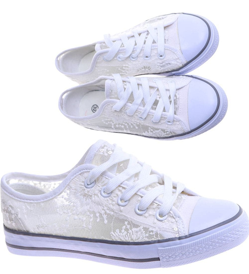 Ażurowe białe trampki dziewczęce /F7-2 17559 T141/