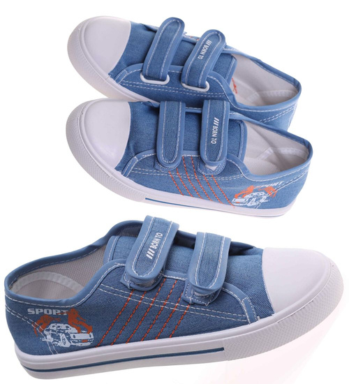 Niebieskie tenisówki chłopięce na rzepy /E3-1 18029 T189/