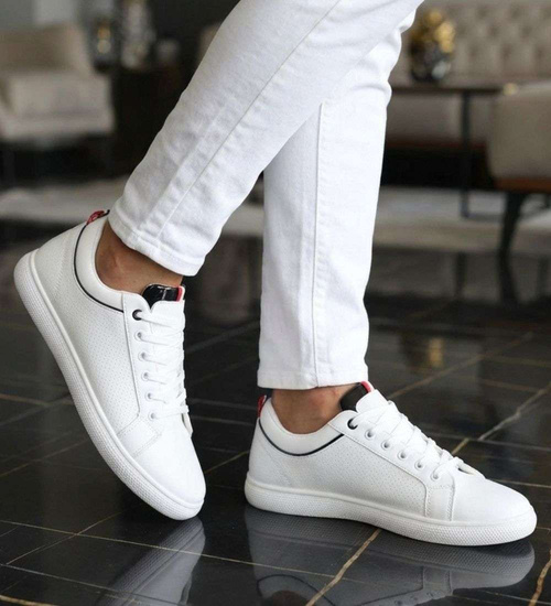 Białe męskie trampki sznurowane /G8-3 18679 T391/