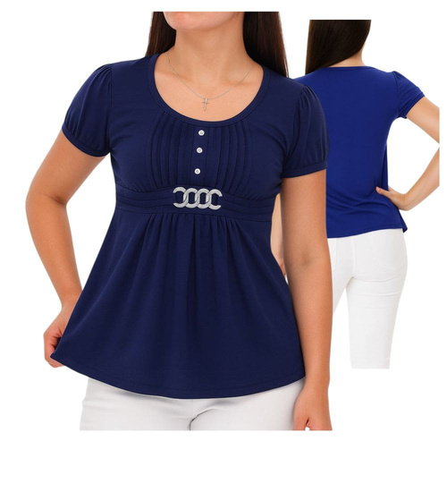 Granatowa koszulka bluzka damska z guziczkami /H2-K43 UB948 S0/