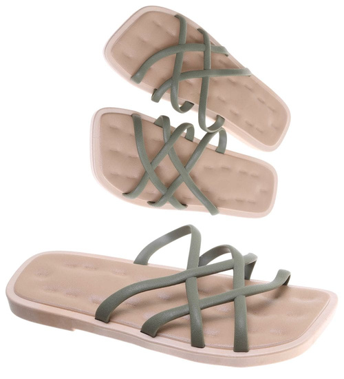 Klapki damskie plażowe wodoodporne zielone /E2-1 17801 G089/