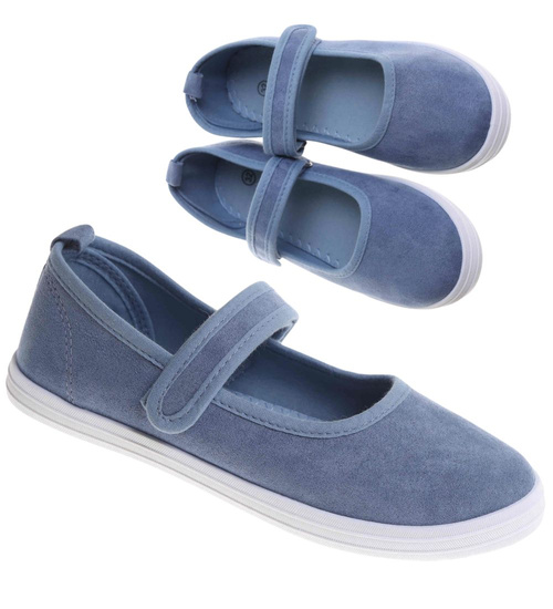 Wsuwane niebieskie dziewczęce tenisówki balerinki czeszki z paseczkiem /G8-1 17788 T124/