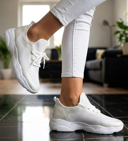 Wsuwane damskie buty sportowe Ecru /A8-1 16029 T284/