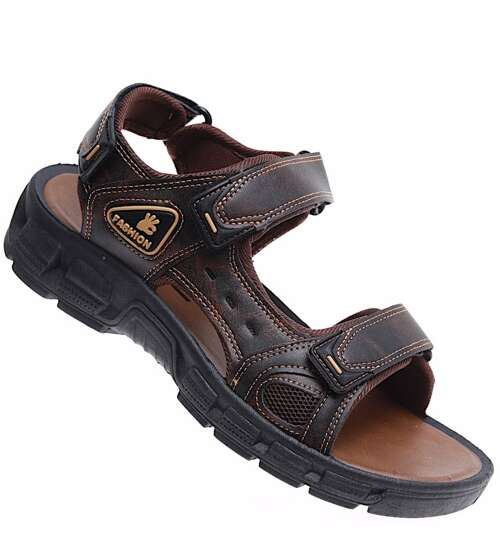 Brązowe męskie sandały rzymianki /B7-1 16502 T300/