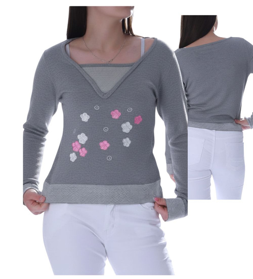 Szara bluzka sweter damski /H2 K11 ub993 S0/