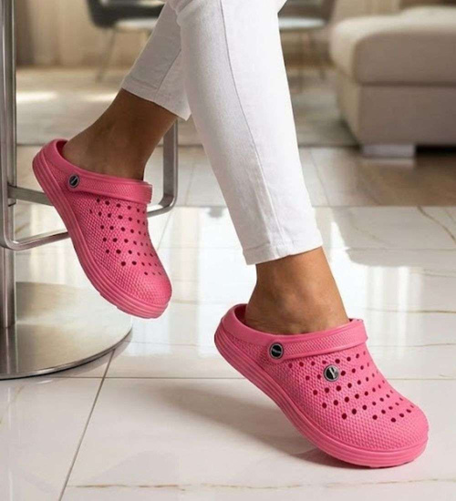 Wodoodporne różowe kryte klapki damskie ażurowe /H2 18645 S185/