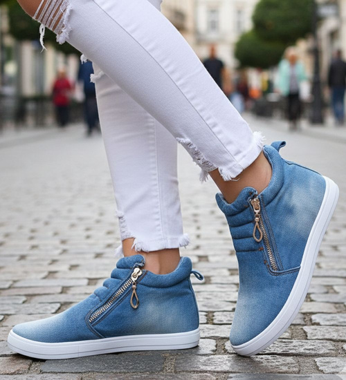 Jeansowe wsuwane trampki niebieskie /F4-3 14816 T293/