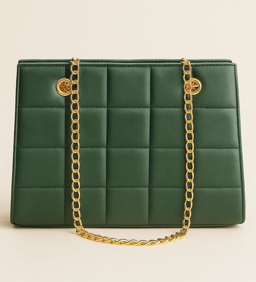 Zielona torebka kuferek z łańcuszkiem i paskiem /H2 K1 TB677 G195/