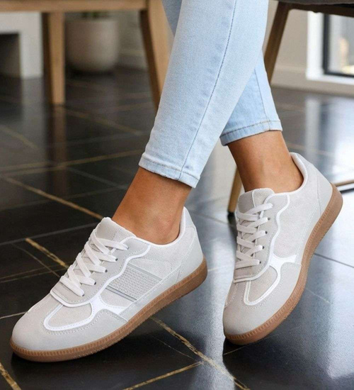 Szare sznurowane buty sportowe casual /D9-1 18795 W286/