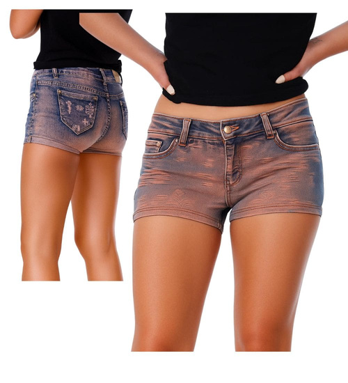 Casualowe granatowo różowe spodenki damskie /H2 K29 UB874 S4/