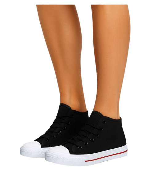 Wysokie czarne rampki damskie /G13-1 14296 T131/