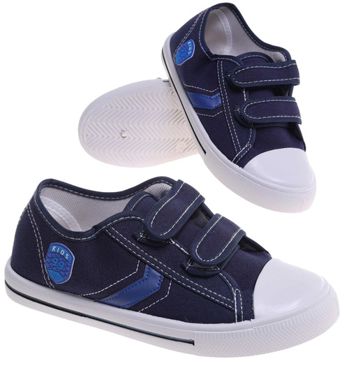 Chłopięce granatowe tenisówki na rzepy /C7-2 18037 T186/