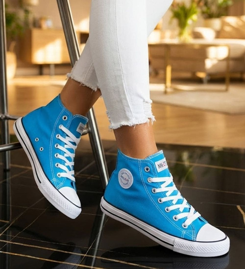 Wysokie niebieskie trampki damskie /F2-1 11089 T100/