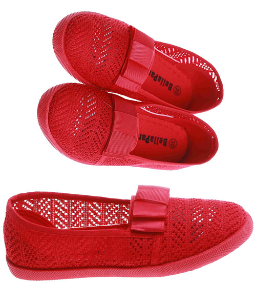 Ażurowe dziewczęce tenisówki Czerwone /B1-2 13656 T8/