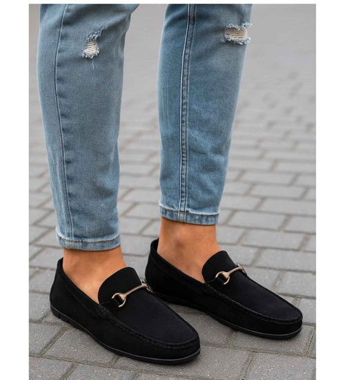 Wsuwane czarne półbuty mokasyny /G13-1 18079 T383/