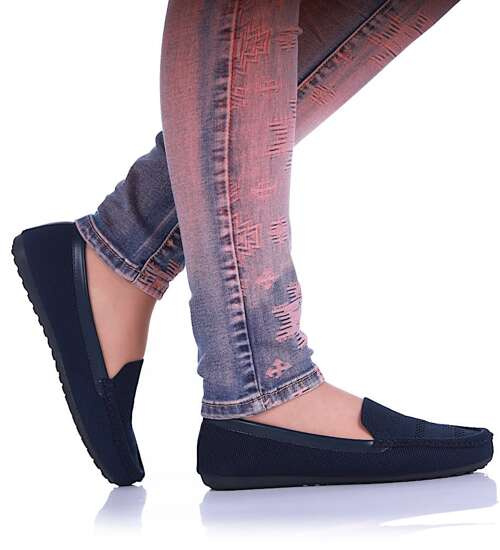 Granatowe ażurowe baleriny damskie lordsy /D1-2 16409 +h2 G187/