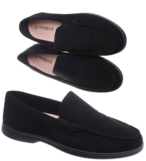 Buty męskie wsuwane czarne mokasyny /G2-1 17826 T288/